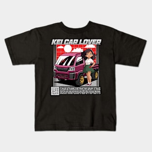 anime girl with purple kei car Kids T-Shirt